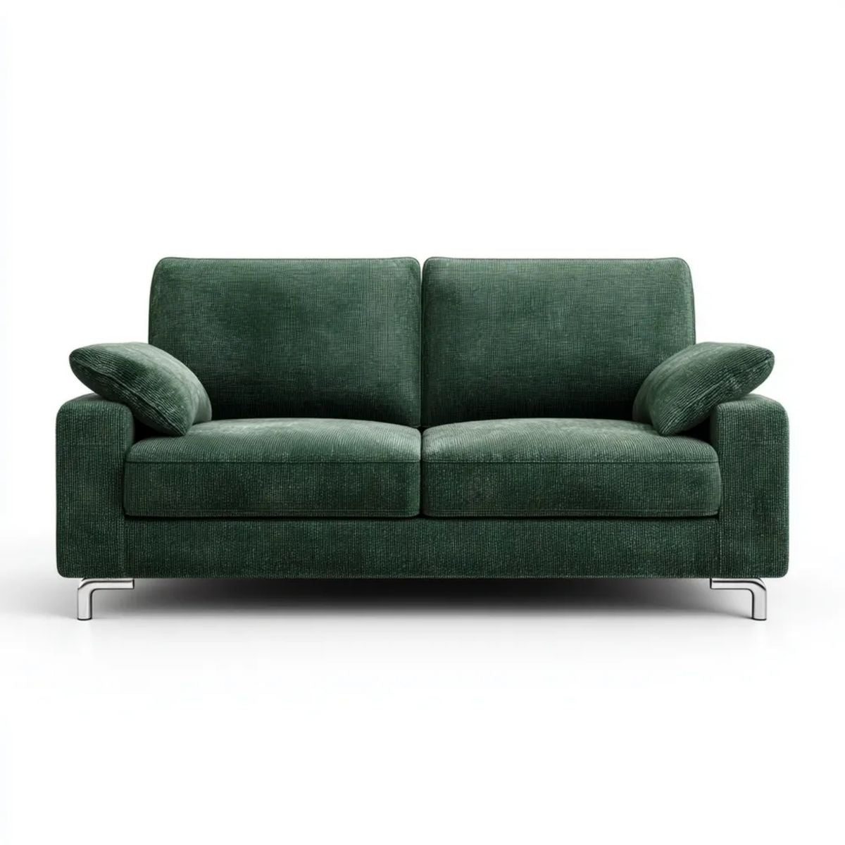 Dwuosobowa sofa z poliestrowego sztruksu, zielona, 160 x 85 x 85 cm