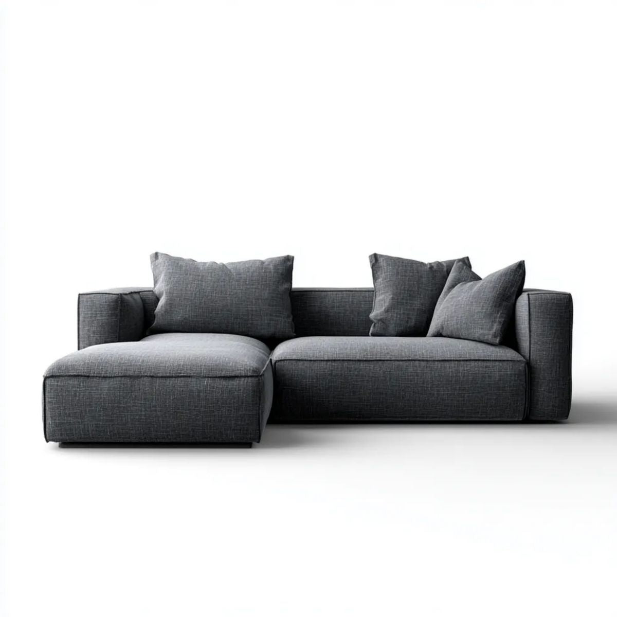 Sofa narożna z lewym szezlongiem, tapicerowana tkaniną, ciemnoszara, 250 × 160 × 85 cm