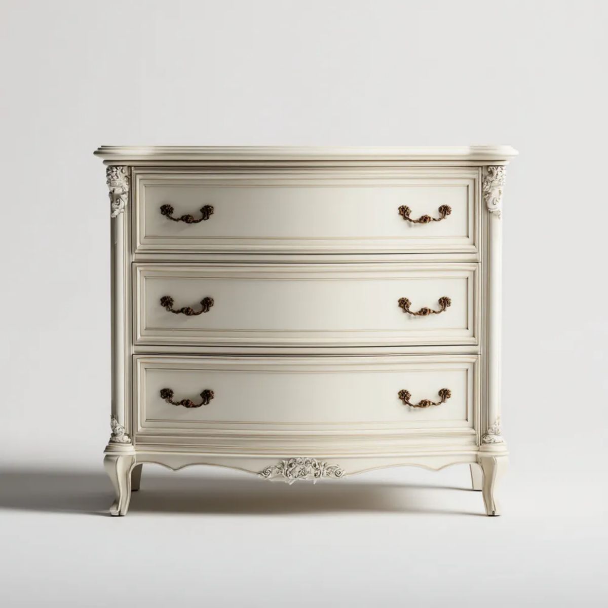 Kremowa komoda z MDF i drewna sosnowego 100 × 45 × 95 cm z 3 szufladami