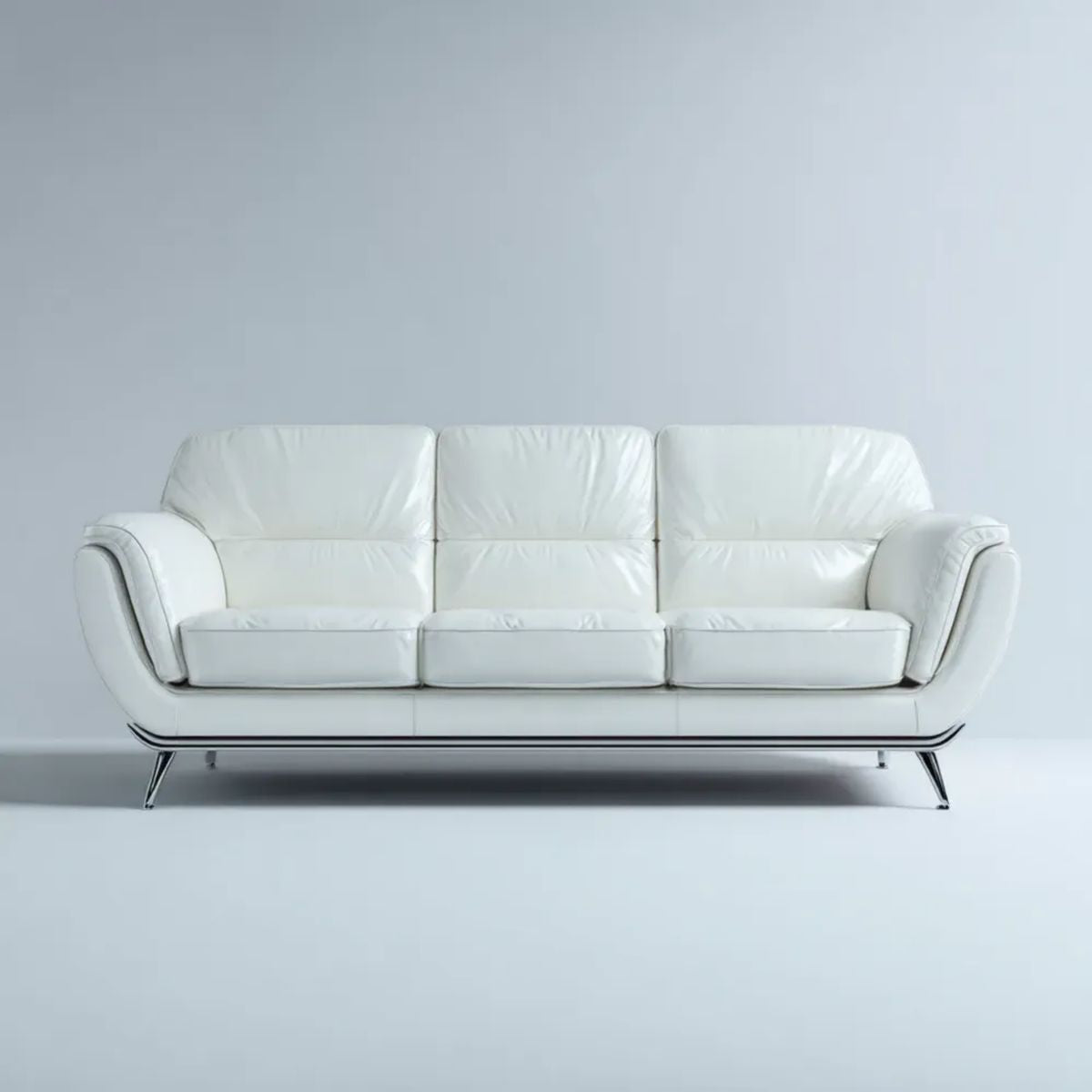 Biała trzyosobowa sofa z tapicerką PU 220 x 92 x 88 cm