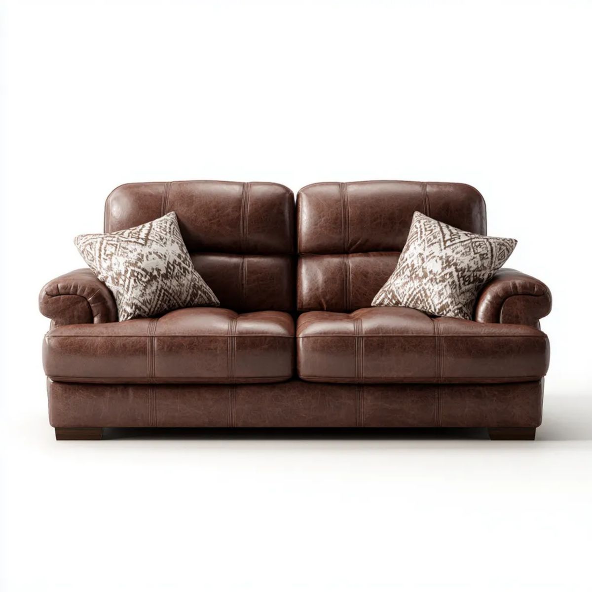 Brązowa sofa dwuosobowa z tapicerką z PU 170 × 92 × 92 cm
