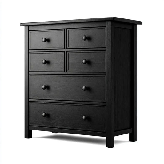 Czarna komoda z 6 szufladami z płyty MDF 80 x 40 x 100 cm
