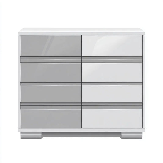Komoda 8-szufladowa biało-szara z płyty laminowanej 120 x 40 x 100 cm