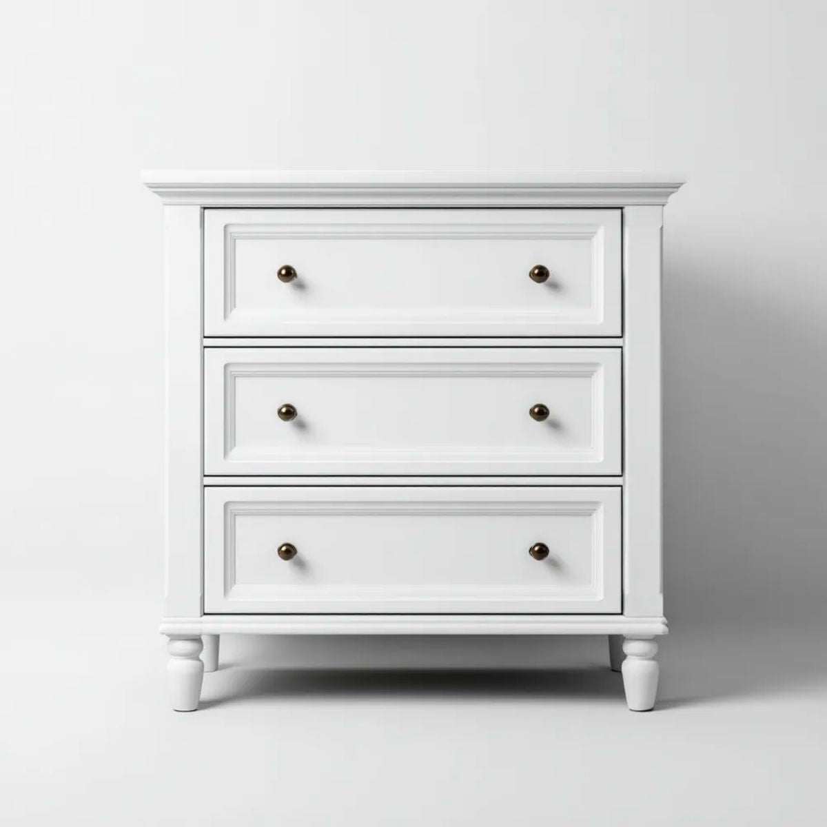 Biała komoda sypialniana z płyty MDF, 80 x 40 x 90 cm, 3 szuflady
