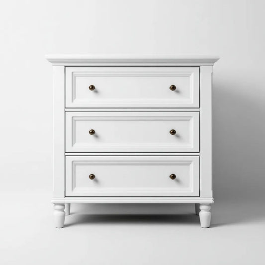 Biała komoda sypialniana z płyty MDF, 80 x 40 x 90 cm, 3 szuflady