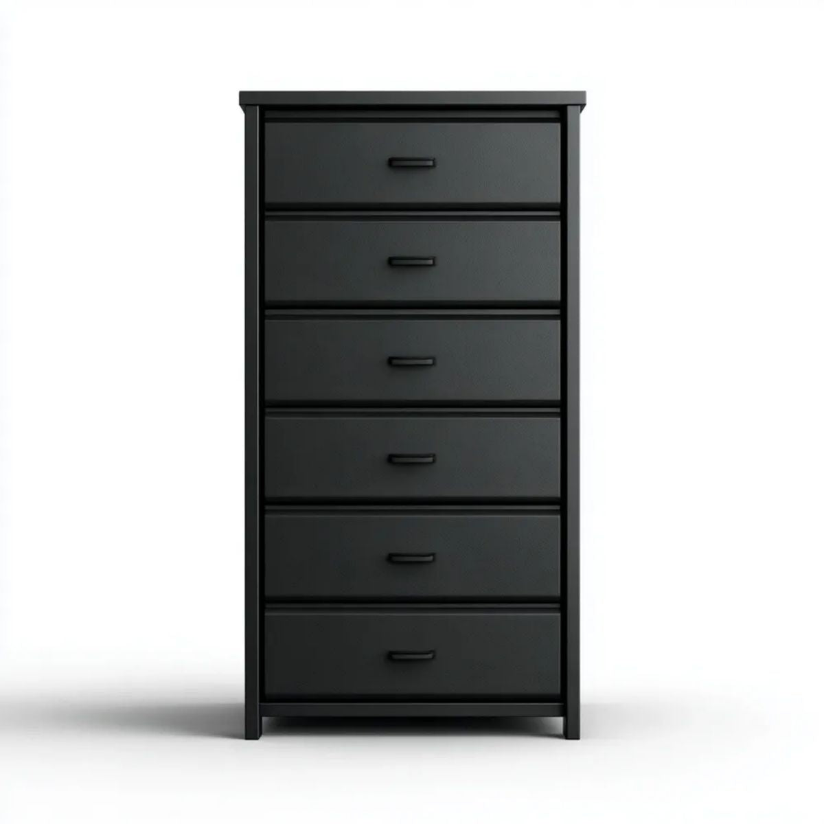 Czarna komoda z płyty MDF, 6 szuflad, 60 × 40 × 120 cm