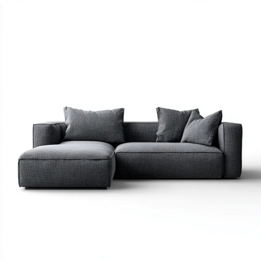 Sofa narożna z lewym szezlongiem, tapicerowana tkaniną, ciemnoszara, 250 × 160 × 85 cm