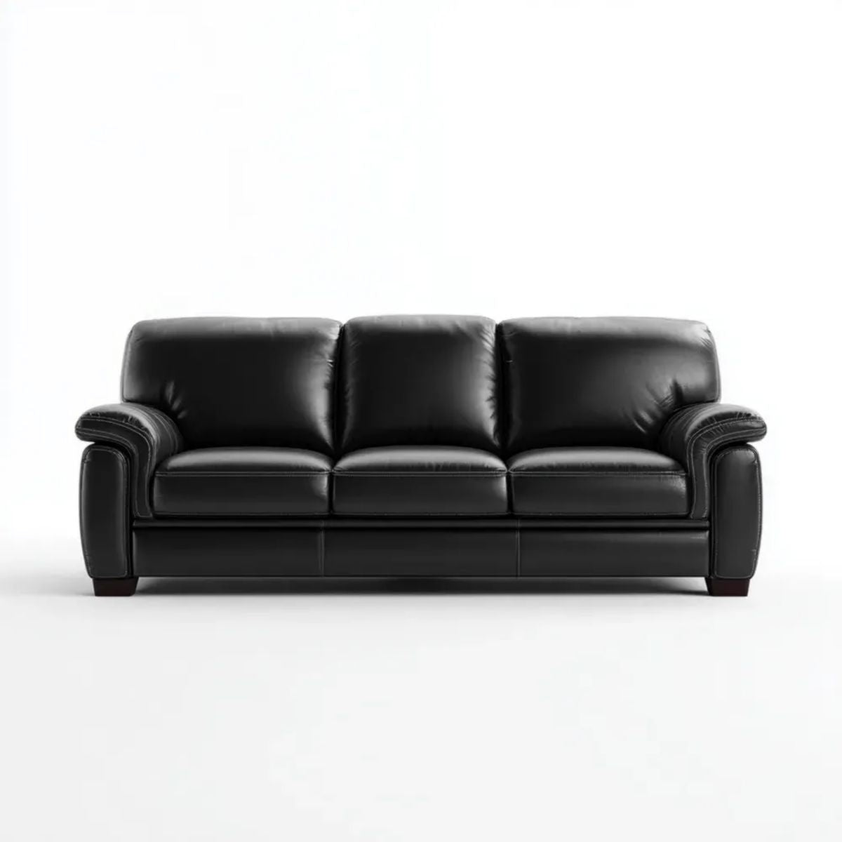 Trzyosobowa sofa czarna ze skóry syntetycznej, 205 × 90 × 90 cm