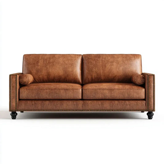 Dwuosobowa sofa brązowa z tapicerką z PU, 180 x 90 x 88 cm