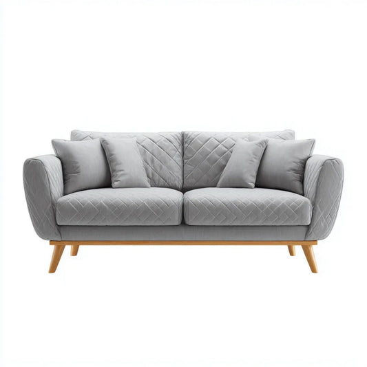 Sofa trzyosobowa szara z aksamitu, 220 × 92 × 90 cm