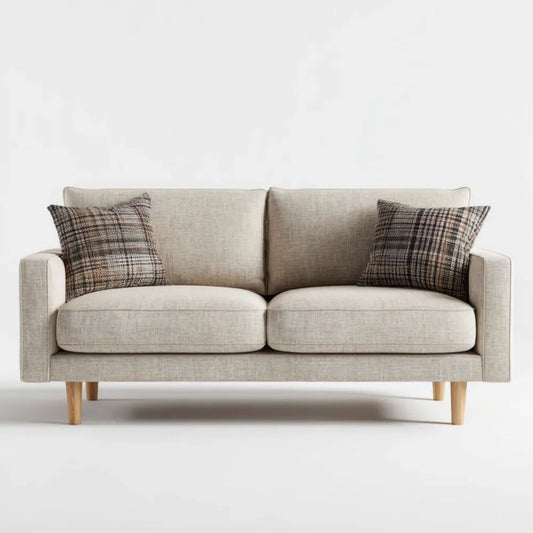 Sofa dwuosobowa beżowa z tapicerką poliestrową, 180 × 85 × 85 cm