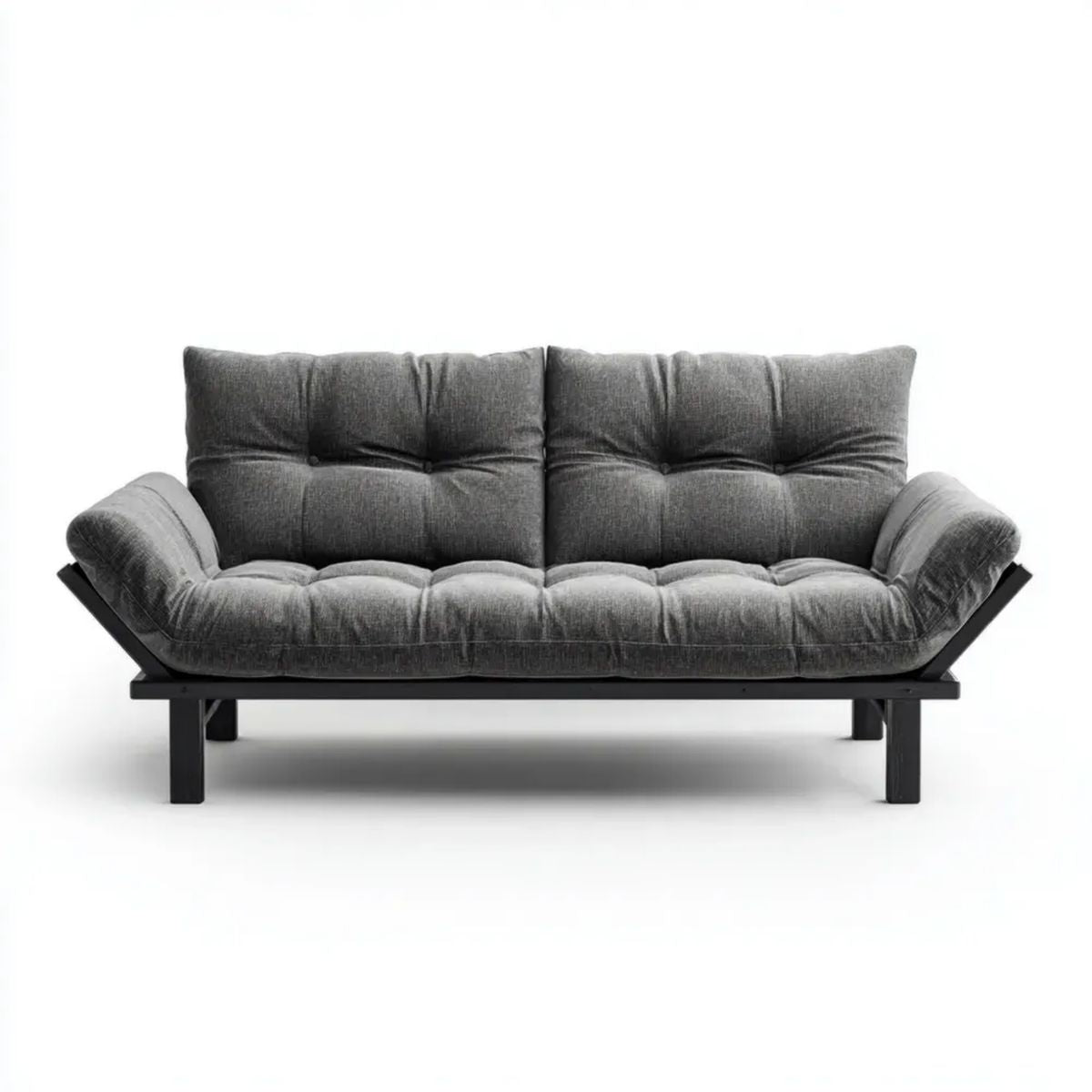 2-osobowa sofa z poliestru i stali, szara/czarna, 200 x 85 x 80 cm