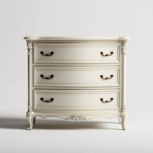Kremowa komoda z MDF i drewna sosnowego 100 × 45 × 95 cm z 3 szufladami