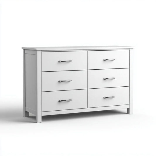 Biała komoda z płyty MDF 120 × 40 × 80 cm z 6 szufladami