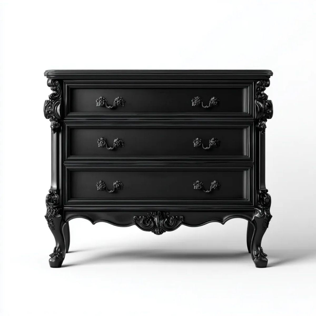 Czarna komoda MDF z 3 szufladami, 100 × 45 × 100 cm, klasyczna