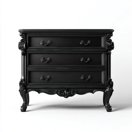 Czarna komoda MDF z 3 szufladami, 100 × 45 × 100 cm, klasyczna