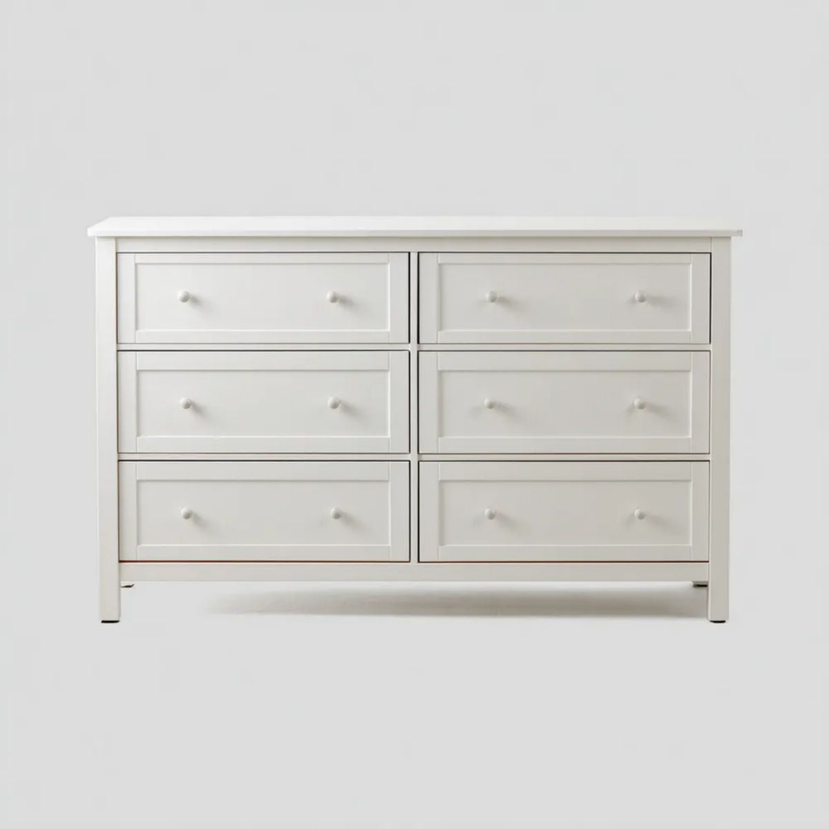 Biała komoda z 6 szufladami z lakierowanej płyty MDF, 140 × 40 × 85 cm
