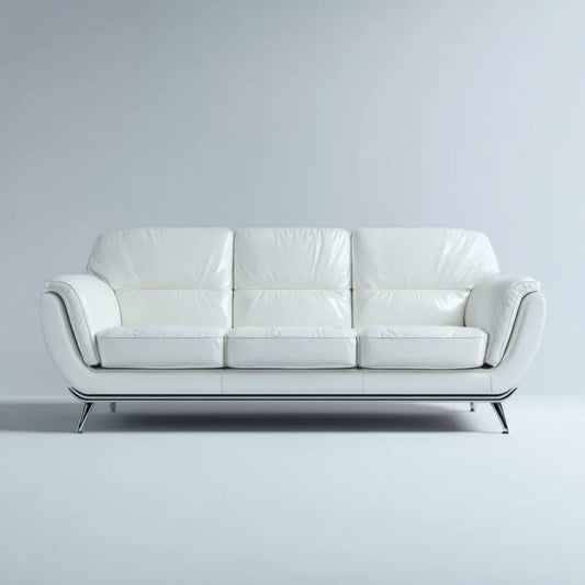 Biała trzyosobowa sofa z tapicerką PU 220 x 92 x 88 cm
