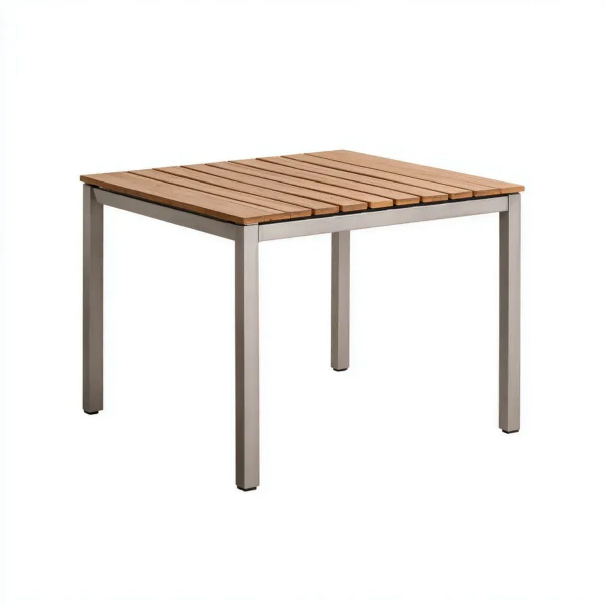 Prostokątny stół ogrodowy z drewna i stali 150 x 90 x 75 cm brązowo-srebrny